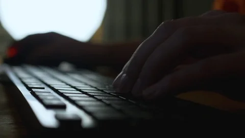 Hands typing on computer black keyboard Stock Footage 85041318