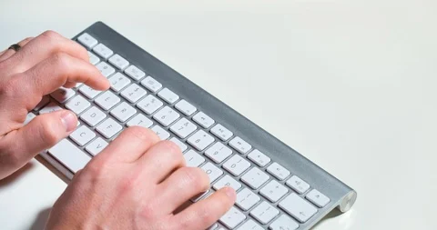 Hands typing on computer bluetooth keyboard of office work and communication 스톡 동영상 87459407
