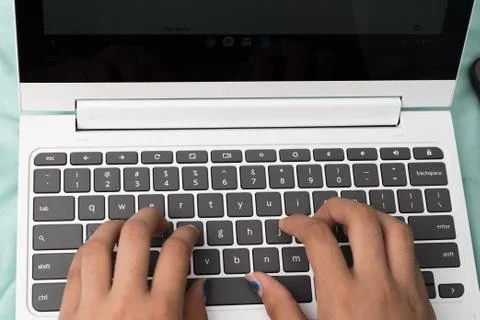 Hands typing on computer computer keyboard Stock Photos