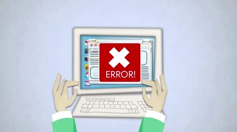 Hands typing on computer with error. Stock Footage