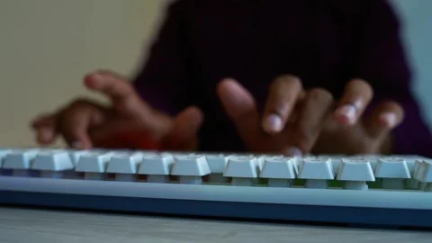 Hands typing on a computer keyboard, Close-up view of hands typing on a com.. Stock Footage 346463063