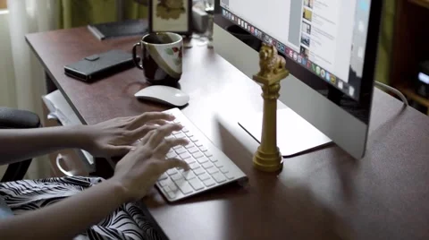 Hands typing on computer keyboard Stock Footage 50847016