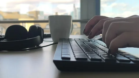 Hands Typing on a Computer Keyboard Stock Footage 344981046