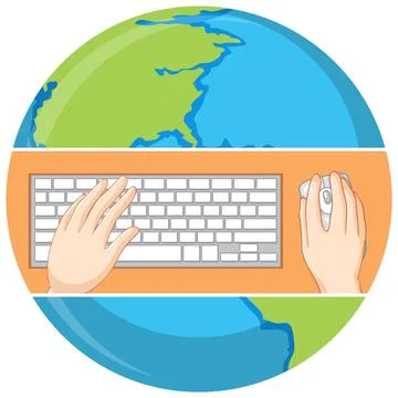 Hands typing on computer keyboard Stock Illustration