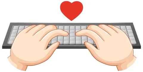Hands typing on computer keyboard Stock Illustration