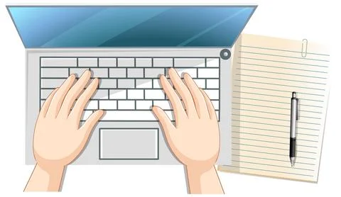 Hands typing on computer keyboard Stock Illustration