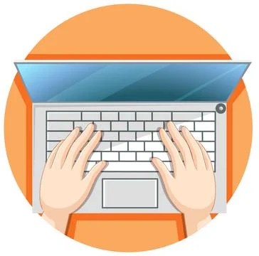 Hands typing on computer keyboard Stock Illustration