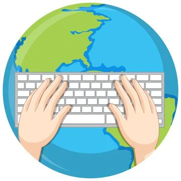 Hands typing on computer keyboard 스톡 일러스트
