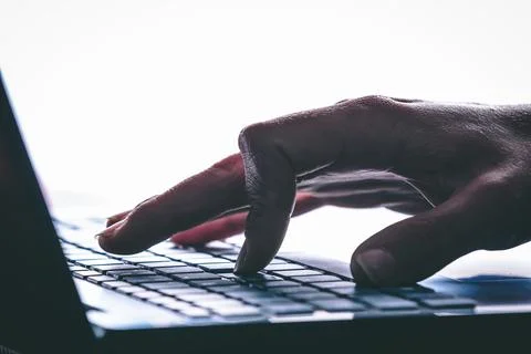 Hands typing on the computer keyboard. Modern style Stock Photos