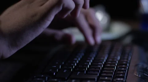 Hands typing on the computer keyboard in slow motion Stock Footage 67553488