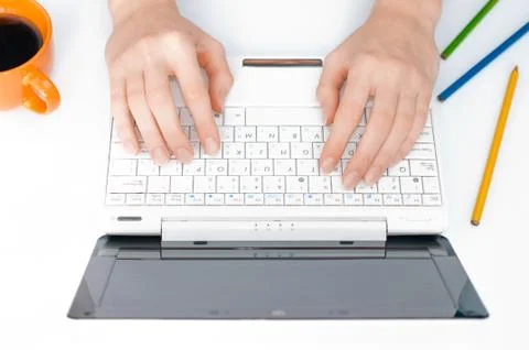 Hands typing on computer Stock Photos