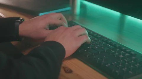 Hands Typing Fast on a Keyboard Stock Footage 208787235