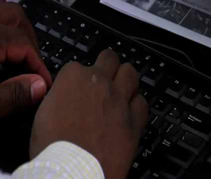 Hands typing on keyboard Video stock 35252760