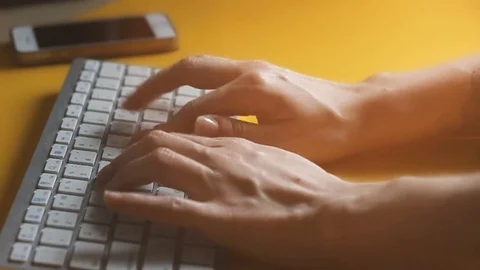 Hands typing on the keyboard Stock Footage 85196796