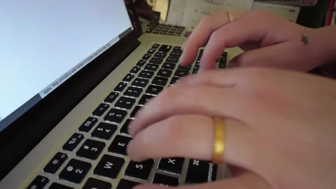 Hands Typing on Keyboard Video stock 151099078