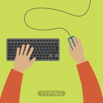 Hands typing on keyboard. Stock Illustration