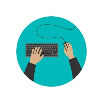 Hands typing on keyboard. Illustrazione stock