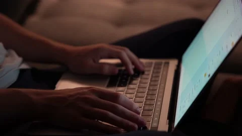 Hands typing on keyboard of laptop Stock Footage 201250863