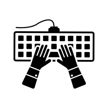 Hands typing, keyboard, notebook icon. Stock Illustration