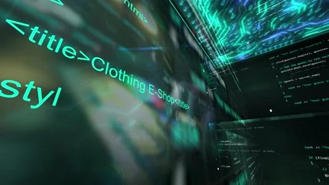 Hands typing on keyboard programming software engineering code language writ Stock Footage 237369654