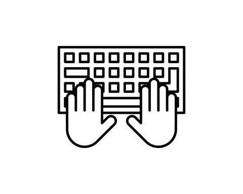 Hands Typing on Keyboard vector icon in meaning Computer Programming Stock Illustration