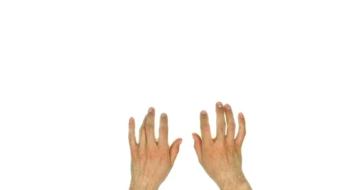 Hands typing on a keyboard, white background Stock Footage 61903406