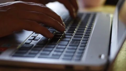 Hands typing on laptop close up horizontal Stock Footage 237534857