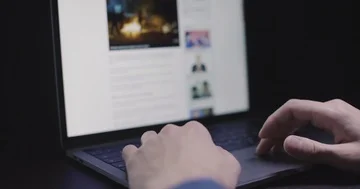 Hands typing on laptop computer Stock Footage 85667197