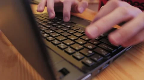 Hands Typing on a Laptop Computer Keyboard. Flat Picture Profile Stock Footage 56477757