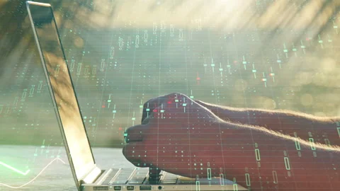 Hands typing on laptop with forex Video stock 99701401