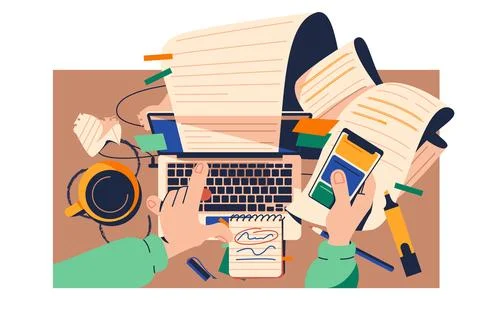 Hands Typing on Laptop Stock Illustration