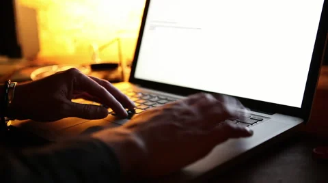 Hands typing on laptop keyboard Stock Footage 41405681