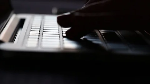 Hands typing on laptop keyboard Video stock 92182406