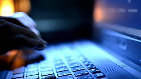 Hands typing on a Laptop keyboard Stock Footage 108262594