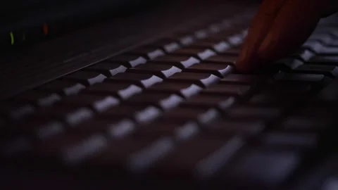 Hands Typing on a Laptop Keyboard in Low Light Stock Footage 310325174