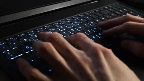 Hands typing on laptop keyboard, texting or writing concept Video stock 325888561
