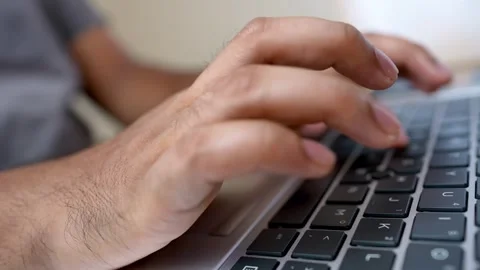 Hands Typing on Laptop Keyboard, Typing on Laptop Keyboard at Minimalist Of.. Stock Footage 315983028