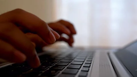 Hands Typing on Laptop Keyboard, Typing on Laptop Keyboard at Minimalist Of.. Stock Footage 315983057