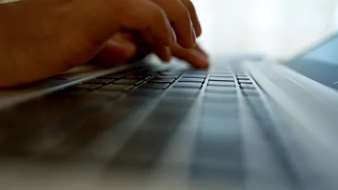Hands Typing on Laptop Keyboard, Typing on Laptop Keyboard at Minimalist Of.. Stock Footage 315983078