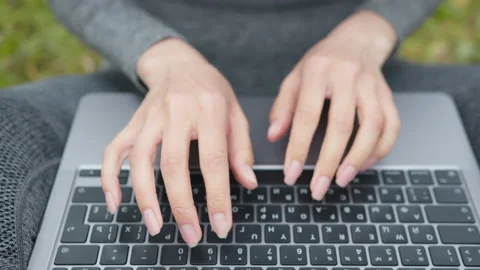 Hands Typing On Laptop Keyboard.Freelancer Internet Online Meeting Webinar.Woman Stock Footage 155362550