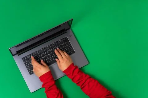 Hands typing on laptop, password encryption, secure payments, modern e-commerce Stock Photos