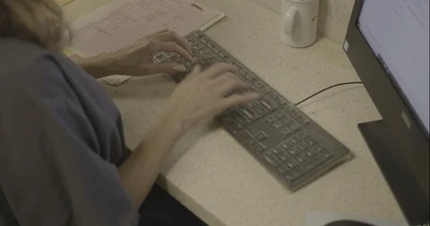 Hands Typing Medical Office Stock Footage 118016878