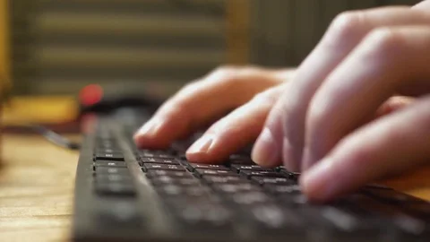 Hands typing something computer keyboard Video stock 84705836