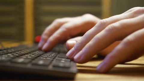 Hands typing something computer keyboard. Clouse up Stock Footage 85147169