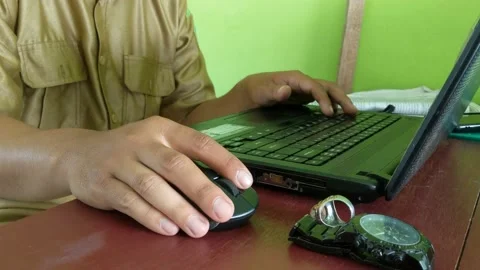 Hands typing a task on a laptop Stock Footage 218436380