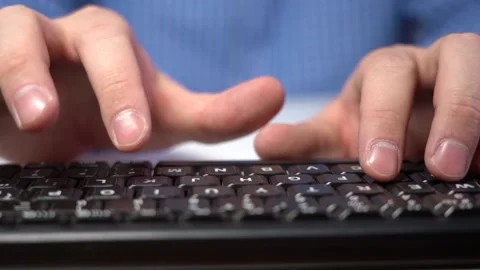 Hands Typing Text on the Keyboard. Close-up. Stock Footage 155531765
