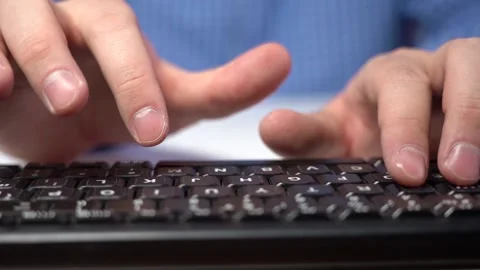 Hands Typing Text on the Keyboard. Close-up. Stock Footage 166514571