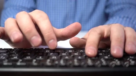 Hands Typing Text on the Keyboard. Close-up. Stock Footage 166997366