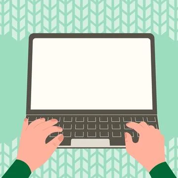 Hands typing text with keyboard. Laptop screen contains important information Stock Illustration