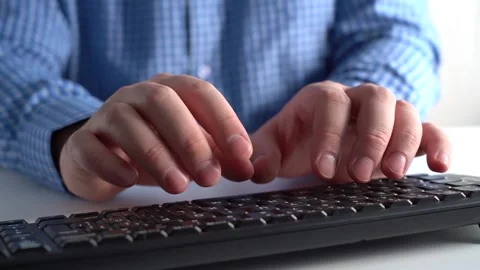 Hands Typing Text on the Keyboard. Man Works Remotely At Home. Stock Footage 150806415